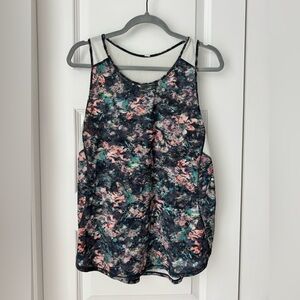 Lululemon Women's Size 12 Ventilated Running Tank Top Floral Pink And Black